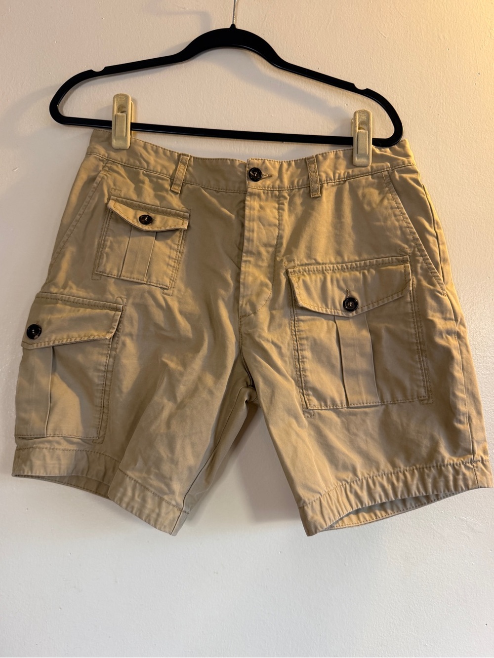 DSQUARED2 Tan Cargo Shorts with Button Pockets